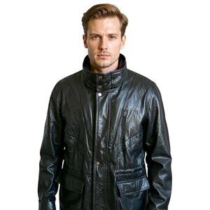 Vintage Dimitri Black Leather Moto Jacket – Men's XL, 80s Style Outerwear